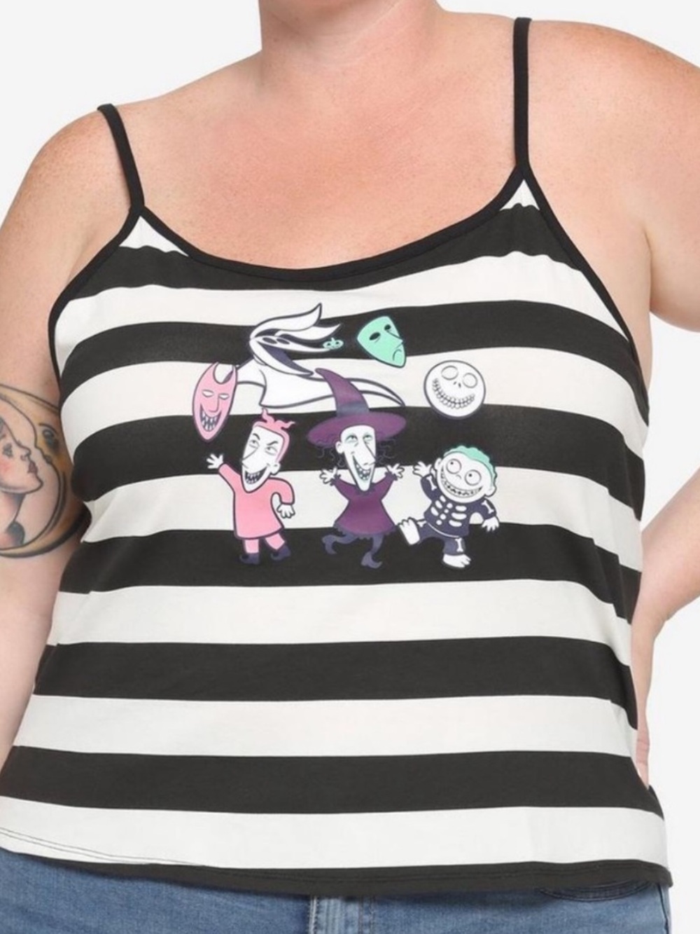 Hot Topic Nightmare Before Christmas Tank Top NWT Plus Size 0 Black White Stripe